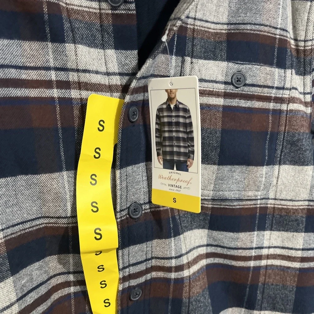 Original Weatherproof SMALL BROWN GRAY 60% Cotton NwT Flannel Jacket Shackleton - Picture 2 of 12